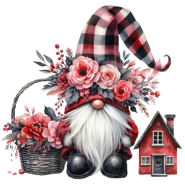 a drawing of a beard and mustache with a basket of roses