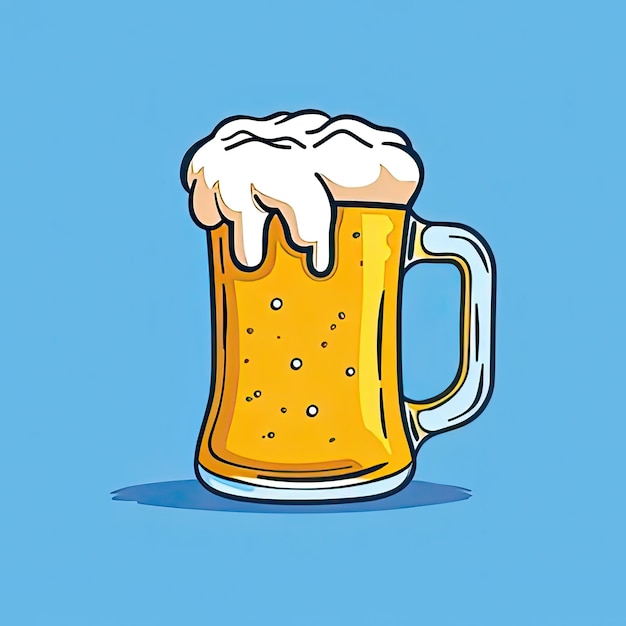 Photo a drawing of a beer mug with foam on it