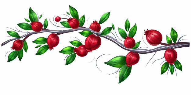 Photo a drawing of berries and leaves on a white background