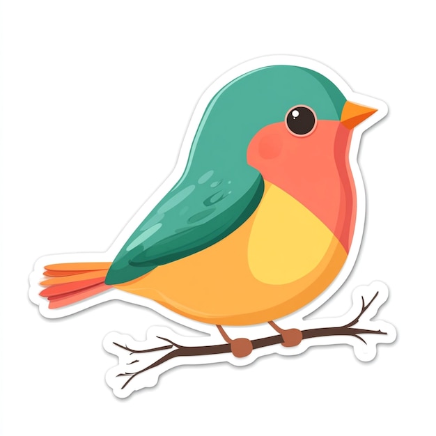 a drawing of a bird on a branch with a sticker that says  bird