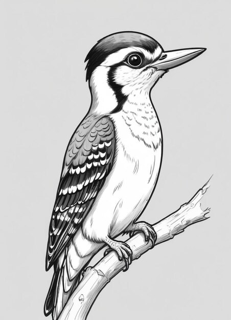 Photo a drawing of a bird on a branch