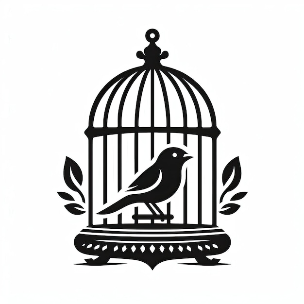 a drawing of a bird in a cage that has a bird on it