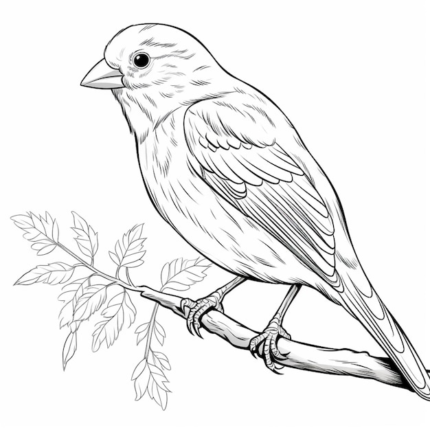 Photo a drawing of a bird sitting on a branch of a tree generative ai