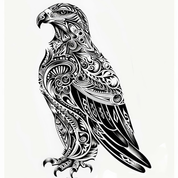 a drawing of a bird with a design on it