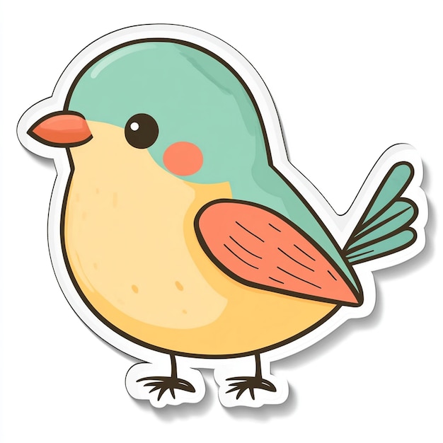 a drawing of a bird with a green beak and red beak