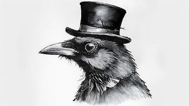 Photo a drawing of a bird with a hat on it