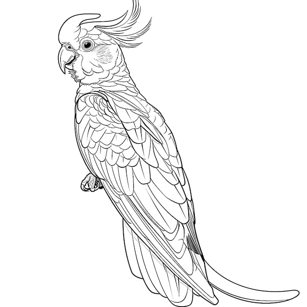 a drawing of a bird with a long tail