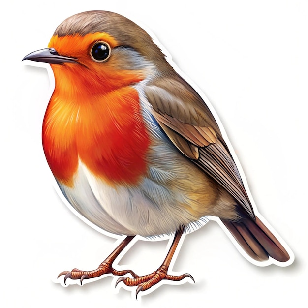 a drawing of a bird with a red and yellow beak