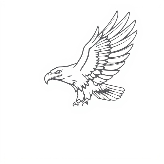 Photo a drawing of a bird with a white background that says eagle