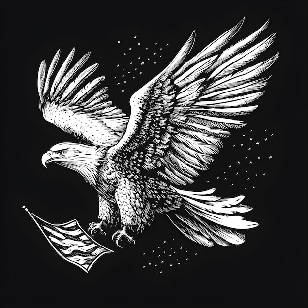 Photo a drawing of a bird with wings that has the word eagle on it