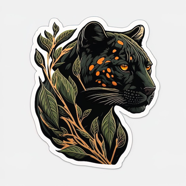 a drawing of a black leopard with orange spots on it