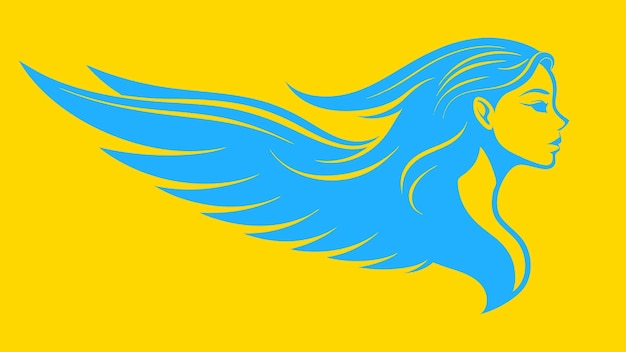 Photo a drawing of a blue bird with a blue tail and a blue and yellow background