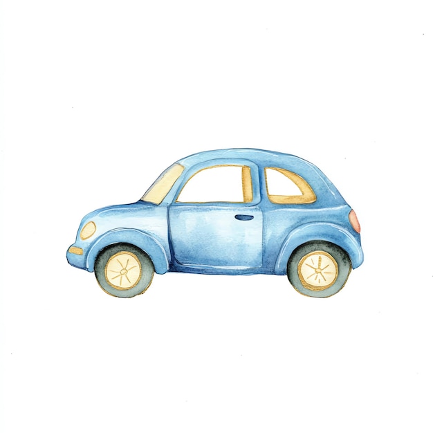 Photo a drawing of a blue car with a tire on it