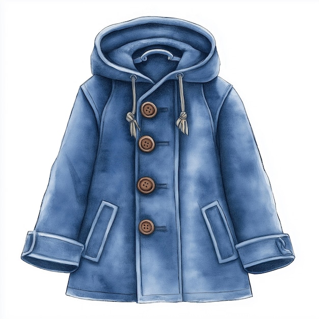 Photo a drawing of a blue coat with a brown button