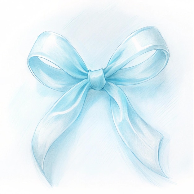 a drawing of a blue ribbon with a bow on it