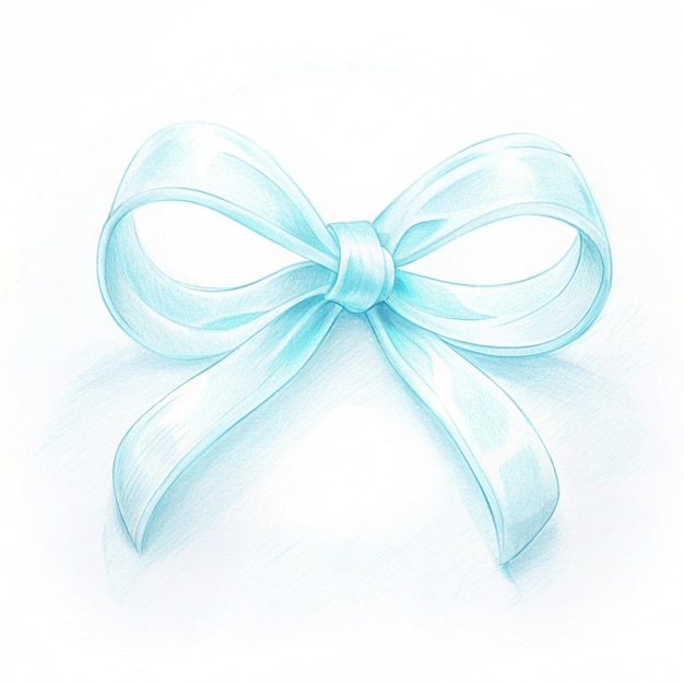 a drawing of a blue ribbon with a bow on it