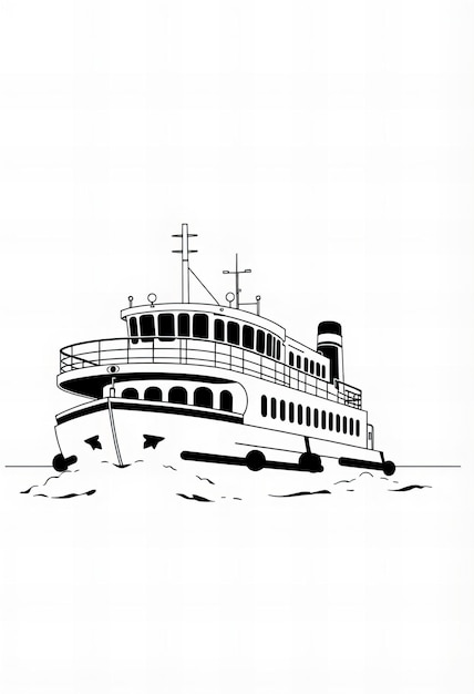 Photo a drawing of a boat that says  the name of the ship  on it