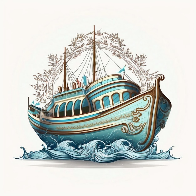 Photo a drawing of a boat that says quot a ship quot