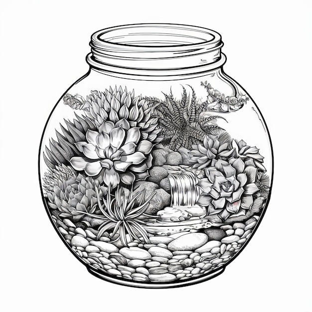 a drawing of a bottle with fruit and pineapples Beautiful Coloring Page of a Jar