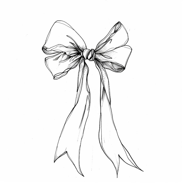 Photo a drawing of a bow with a ribbon on it generative ai