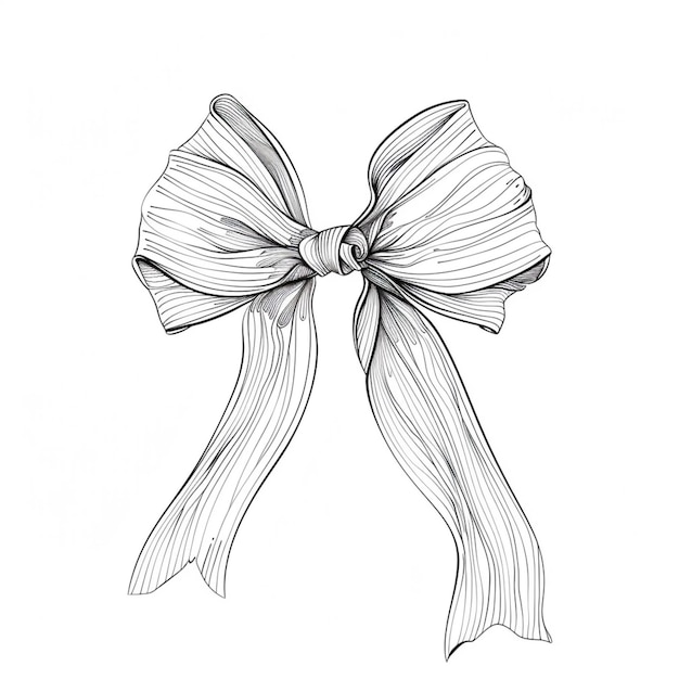 Photo drawing of a bow with a ribbon on a white background generative ai