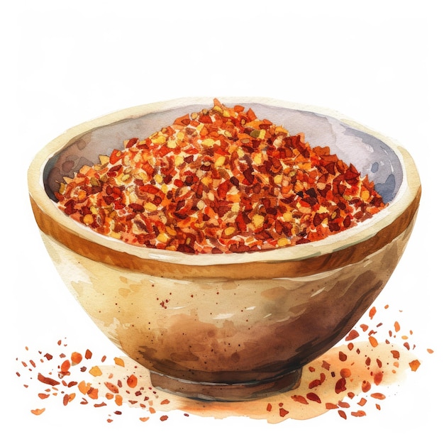 a drawing of a bowl of diced red pepper