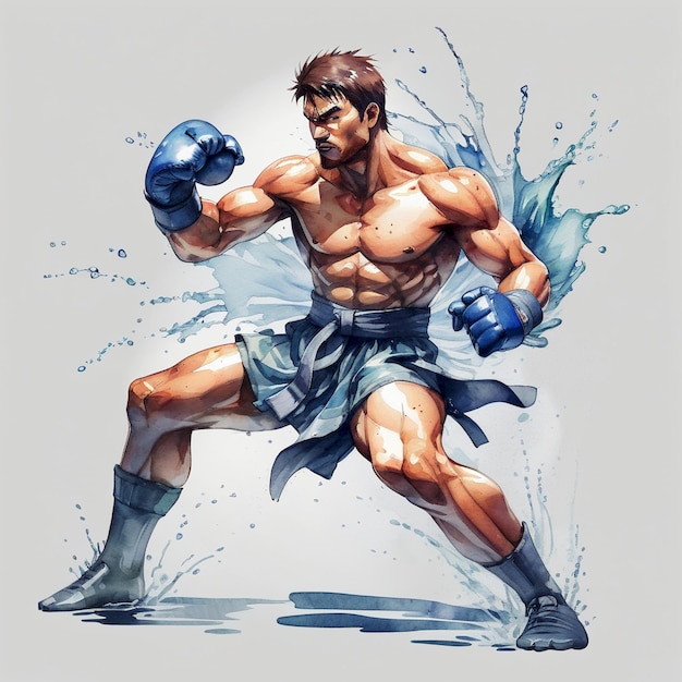 a drawing of a boxer with the words martial arts on it