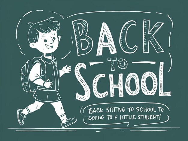 a drawing of a boy with a backpack and the words back to school