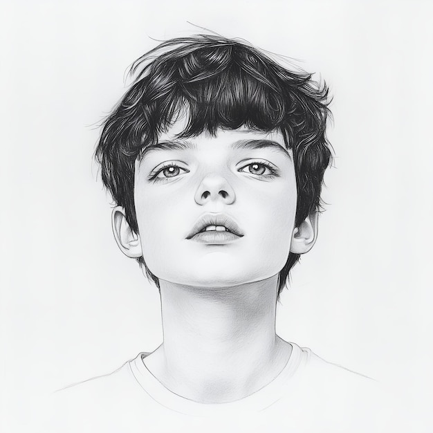 Photo a drawing of a boy with a white shirt that says quot he is a boy quot