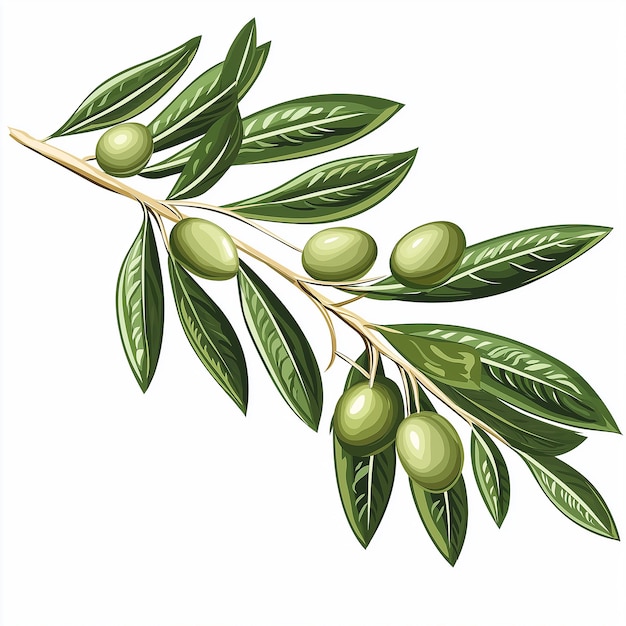 a drawing of a branch of a tree with green olives