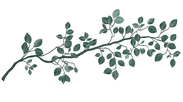 Photo a drawing of a branch with green leaves and the word quot the quot the quot on it