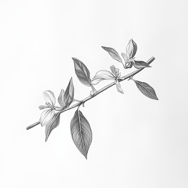 Photo a drawing of a branch with leaves and a branch with the word  spring  on it