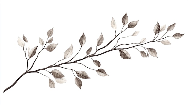 Photo a drawing of a branch with leaves and branches