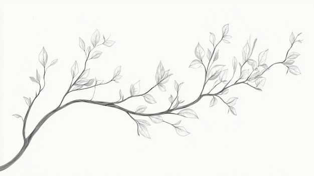 Photo a drawing of a branch with leaves by person