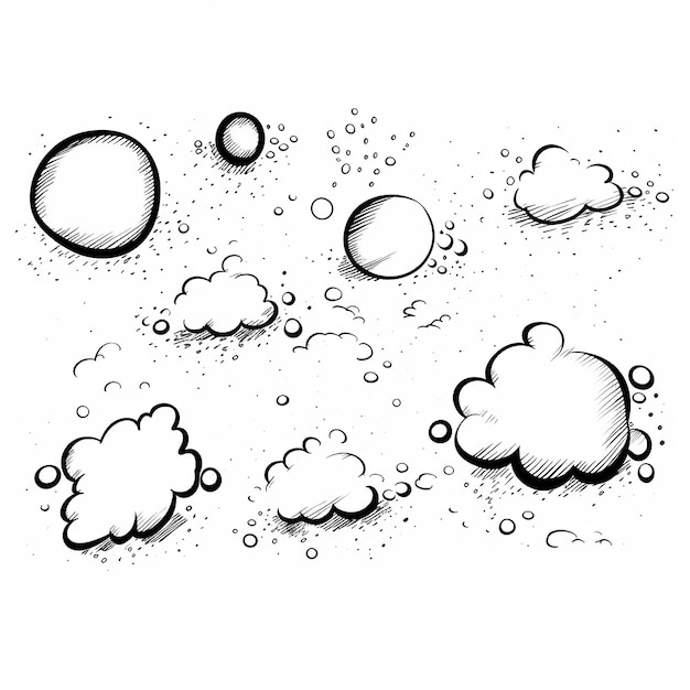 Photo a drawing of bubbles and clouds with the words bubbles on it