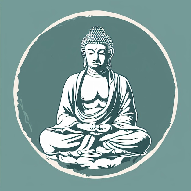 a drawing of a buddha in a circle