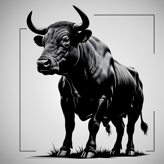 a drawing of a bull with the word  the word  on it