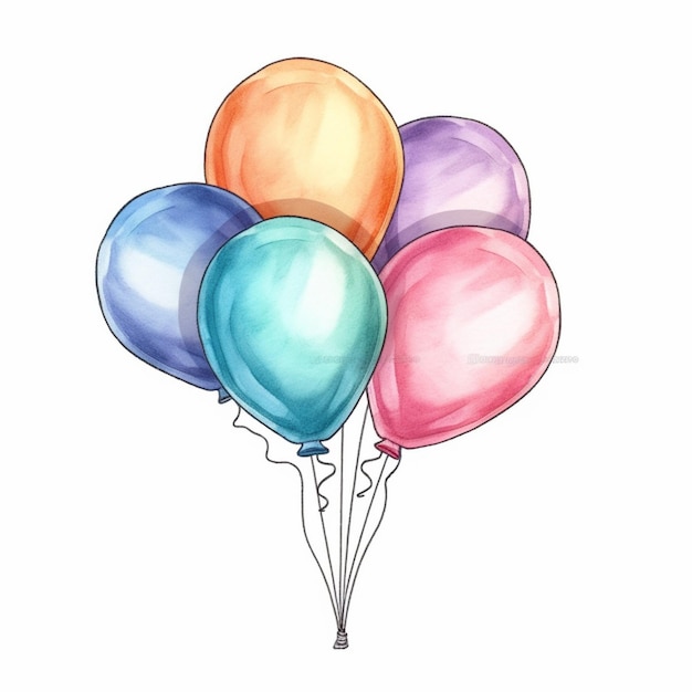 a drawing of a bunch of balloons with a white background generative ai