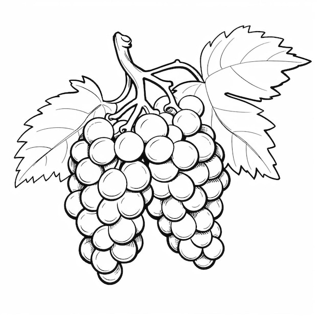 a drawing of a bunch of grapes with a leaf on the top