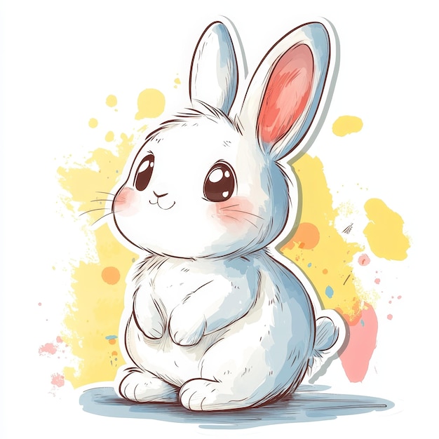 a drawing of a bunny with a white shirt that says rabbit