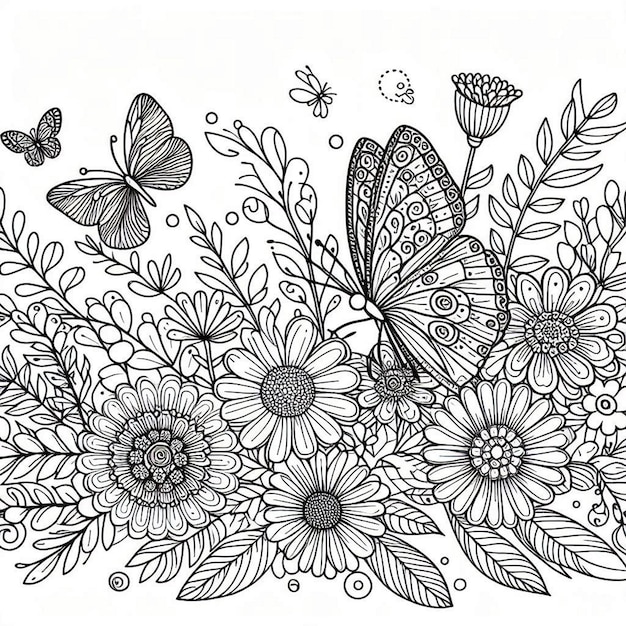 a drawing of butterflies and butterflies with butterflies and butterflies