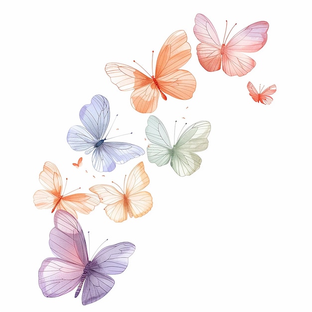 a drawing of butterflies with butterflies in the background