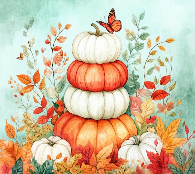 a drawing of a butterfly on a pumpkin with a butterfly on the top