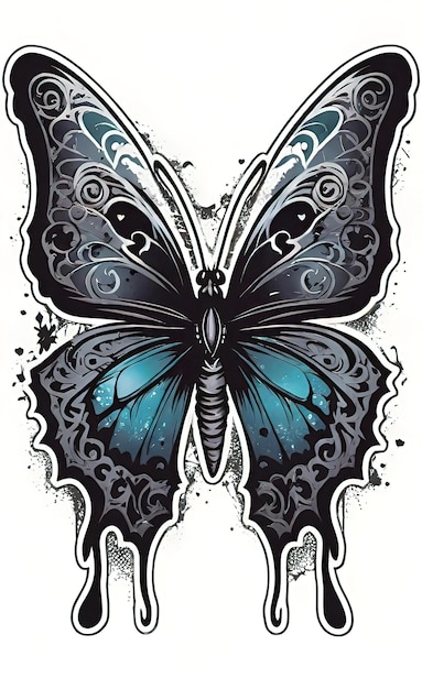 a drawing of a butterfly that has a design on it