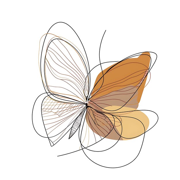 Photo a drawing of a butterfly with brown and yellow colors