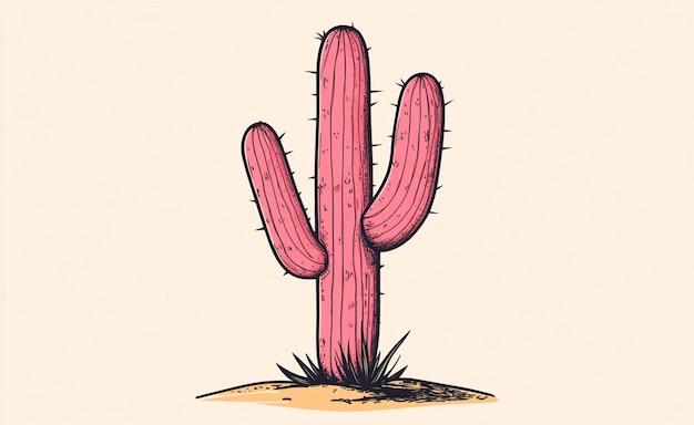 Photo a drawing of a cactus with a cactus in the background