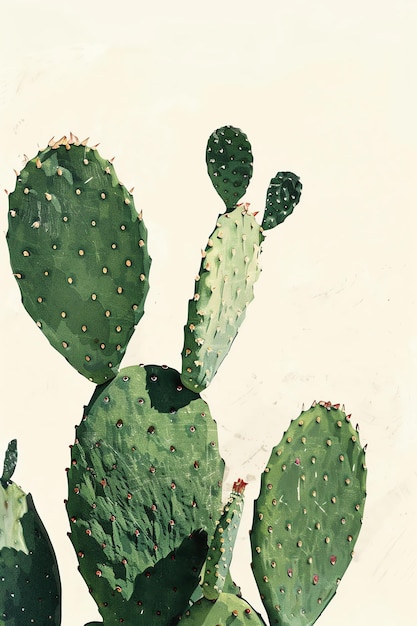 Photo a drawing of a cactus with a red spot on it