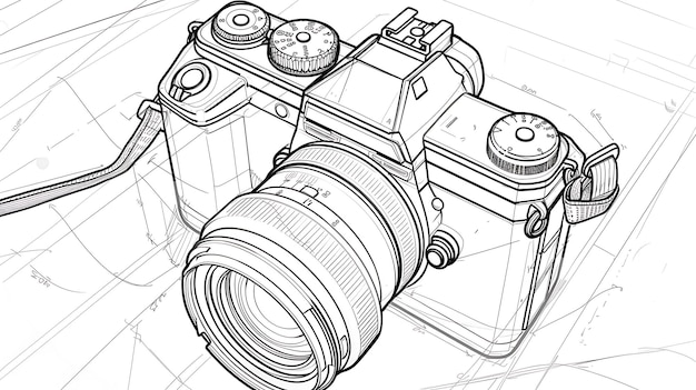 a drawing of a camera with a drawing of a camera on it