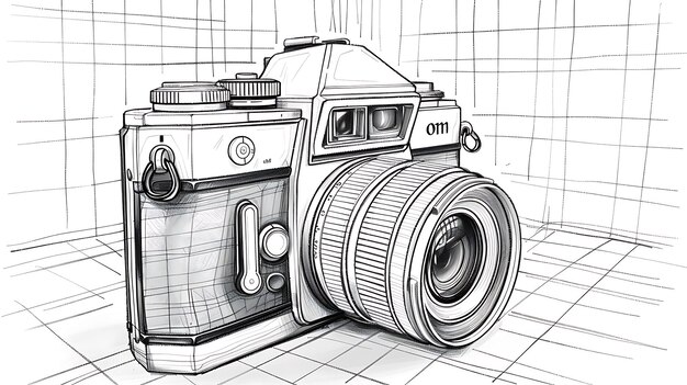 a drawing of a camera with a picture of a camera on it