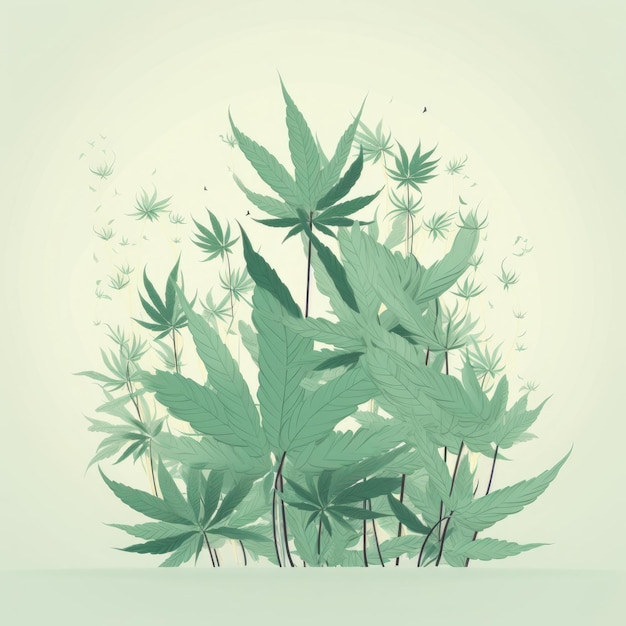 A drawing of cannabis leaves with the word hemp on it.